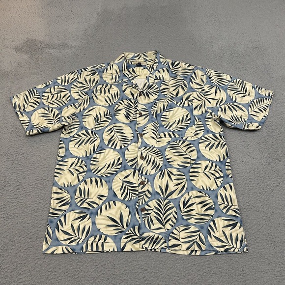 Tommy Bahama Other - Tommy Bahama Shirt Mens Medium Blue Tropical Hawaiian Silk Button Up Loop Collar